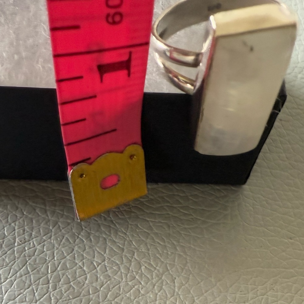 Stone Rectangular Sterling Silver Vintage Ring - image 2